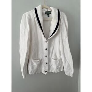 Ralph Lauren White Button Down Cardigan Women’s XL